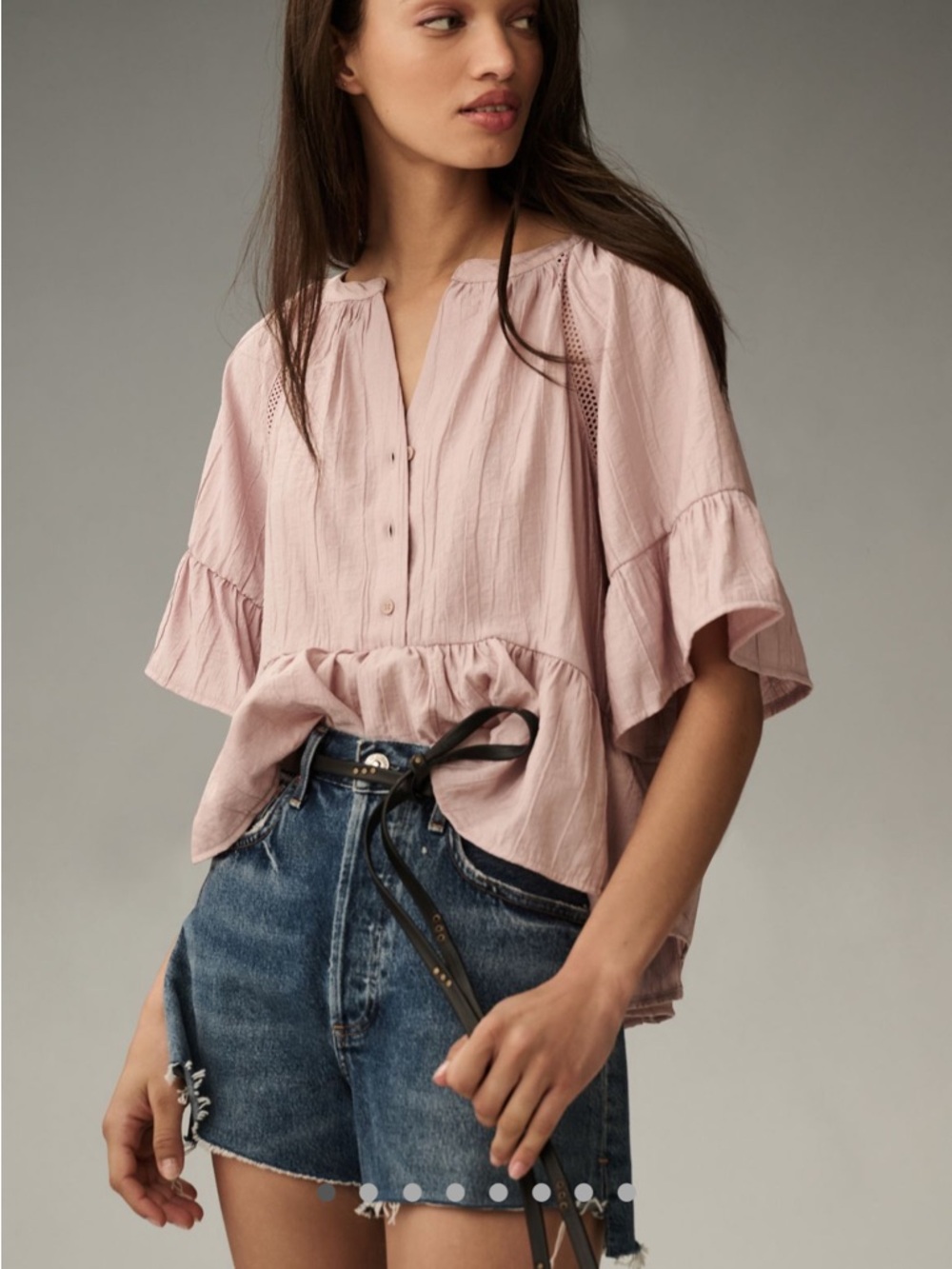 By Anthropologie Short Sleeve Peplum Swing Top